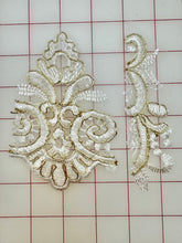 Applique - Gold Corded Lace Ivory 2 Pieces Dyeable!